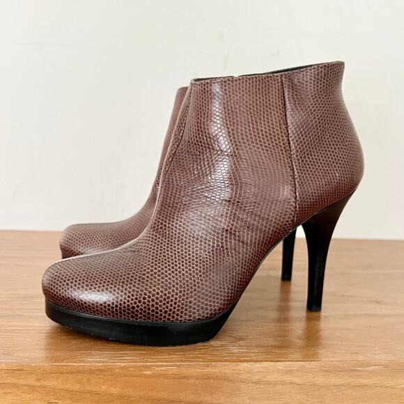 Balenciaga Embossed Leather Stilettos Ankle Boots Brown Women's Size 36.5 / 6 - Picture 6 of 11